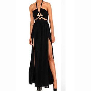 Black maxi dress cut out slid sexy pucci